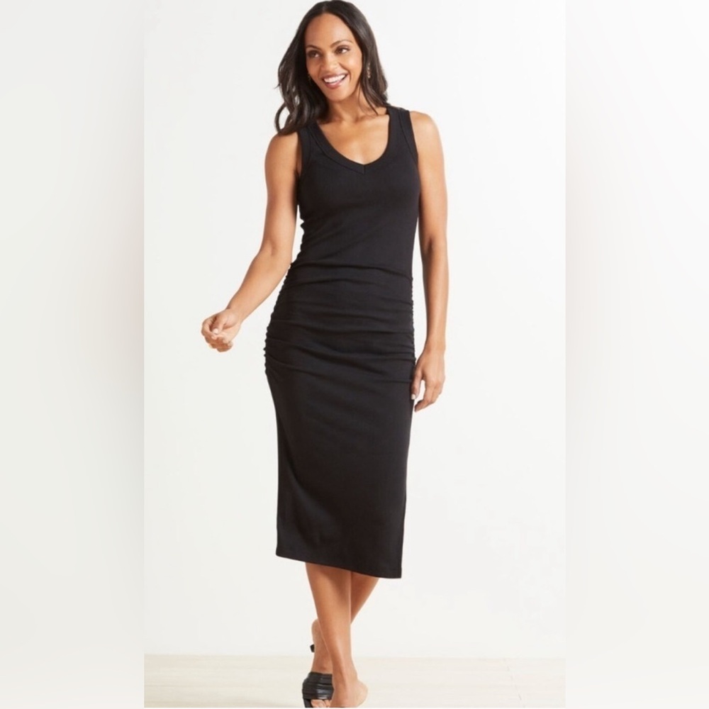 Evereve Michael Stars Ultra Rib VNeck Midi Lori Dress Size XL